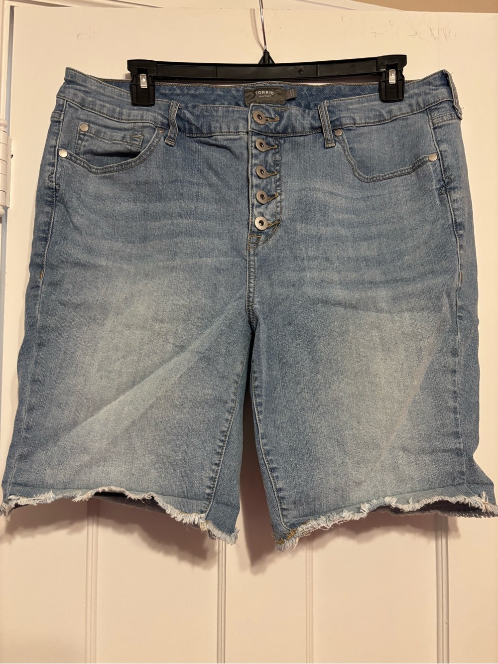 Button-Front Light Blue Denim Women’s plus size 16 Bermuda Shorts
